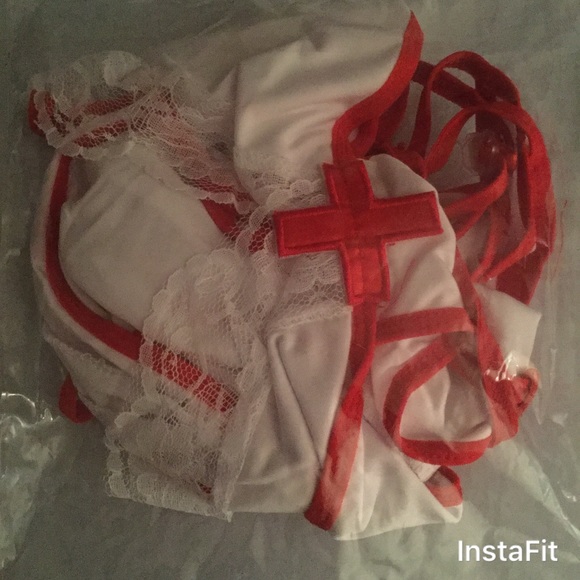 ❄️Last One! Naughty Nurse & Red Fishnets Set❄️ - Picture 5 of 5
